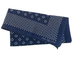 VTG 1940's Fast Color Elephant Trunk Down Cotton Polka Dots Blue Bandana Handky - Picture 1 of 12