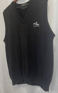 Pebble Beach Golf Sweater Vest Men XL Black Cable Knit Cotton V-Neck Ribbed - Picture 1 of 5