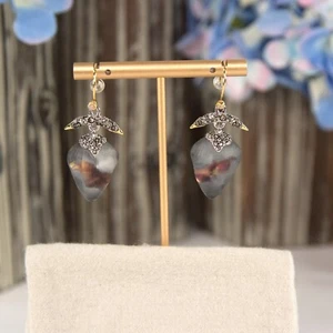 Alexis Bittar Smokey Lilac Lucite Solanales Crystal Gold Drop Earrings NWT - Picture 1 of 5