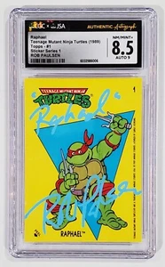 1989 TMNT RAPHAEL TOPPS #1 ROB PAULSEN SIGNED CARD CGC JSA NR MINT 8.5 AUTO 9 - Bild 1 von 2