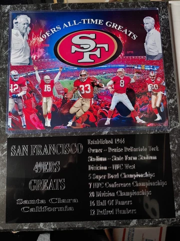 San Francisco 49ers Greats team statistics plaque - New Lower Pricing!! Cover