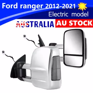 Electric Chrome Extendable Towing Mirror For Ford Ranger PX Everest w/ Indicator - Picture 1 of 8
