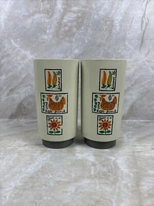 Vintage Loma Industries Plastic Farmer's Market Tumblers Glasses Cups - Picture 1 of 8