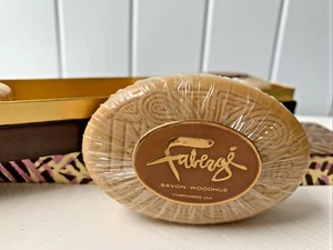 (3) pc Vintage FABERGE Savon WOODHUE Bath SOAP Bars ~ Factory Sealed 2.5 oz Each - Picture 1 of 8