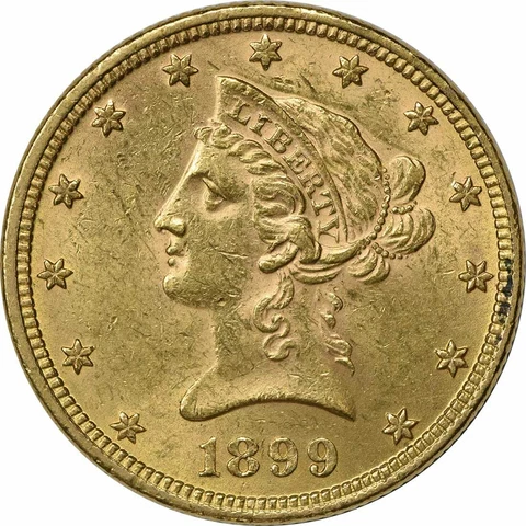 1899 $10 Gold Liberty Head AU Slider Uncertified #858 Cover