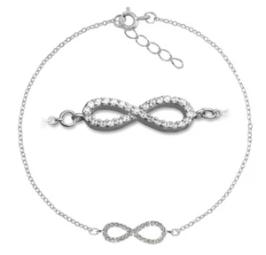 925 ECHT SILBER RHODINIERT ♾️ Infinity Unendlichkeit Armkette 16-17-18-19-20 cm - Picture 1 of 7