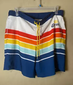 CORONA EXTRA BEER Stretch Trunks Mens XL 40/42 Colorful Swim Striped Shorts-NWT - Picture 1 of 7
