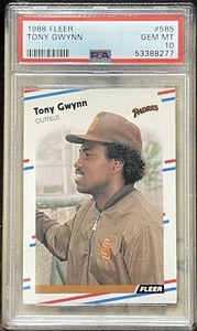 1988 FLEER #585 TONY GWYNN PADRES HOF PSA 10 Population 82 - Picture 1 of 2