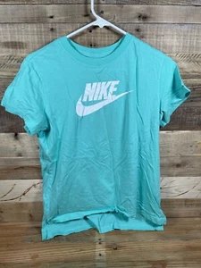 Nike Blue Turquoise Shirt Girls (XL) Swoosh Logo Shirt Short Sleeve Kids Tee Top - Picture 1 of 3