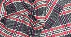 Abraham Moon Tweed Fabric 100% Wool Blue and Red Check Plaid REF M120 - Picture 1 of 2
