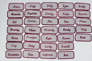 Maroon Embroidered Name Tag Patch Sew-on for Mechanic Work Shirt Uniform Sales - Picture 1 of 60