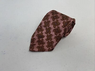 Corbata de cuello de seda geométrica rosa y marrón de Robert Talbott para hombre $195 Foto 1 de 4