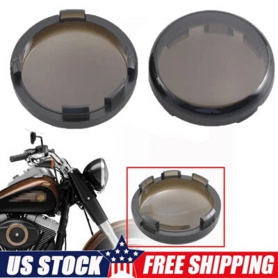 For Harley Sportster 883 1200 Electra Glide Smoke Turn Signal Light Lens Covers - Image 1 of 4