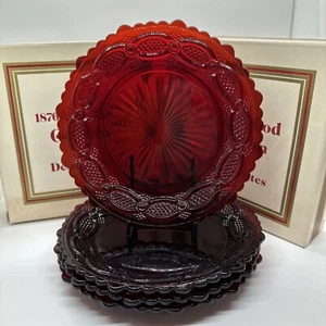 Juego De 4 Platos AVON De Colección 71/4 Pulgadas Ensalada Postre Cape Cod Rubí Vidrio Rojo Nuevo De Lote Antiguo - Imagen 1 de 13