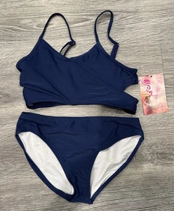 Kanu Surf Bikini 2 Piece Swimsuit Girls 14 Navy Blue Style 8588 NWT Retail $33 - Picture 1 of 9