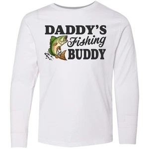 Inktastic Daddy's Fishing Buddy Youth Long Sleeve T-Shirt Kids Little Fish I For - Picture 1 of 1