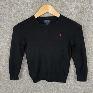 Polo Ralph Lauren Crewneck Pullover Sweater Boys Size 7 Solid Black - Picture 1 of 6
