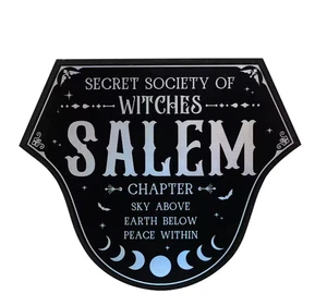 SECRET SOCIETY OF WITCHES SALEM  16"  Wall Sign Decoration Halloween NEW - Picture 1 of 2