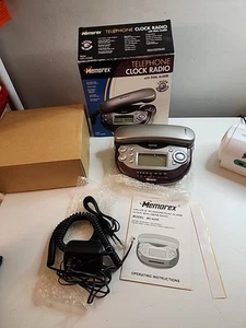 Memorex Corded Telephone Dual Alarm Caller ID AMFM Radio Clock Mc4285 CIB - Picture 1 of 14