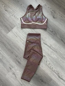 Fabletics Mujeres Cintura Alta Iridiscente Lujo Leggings y Sujetador Corto Conjunto Top Talla M - Imagen 1 de 11