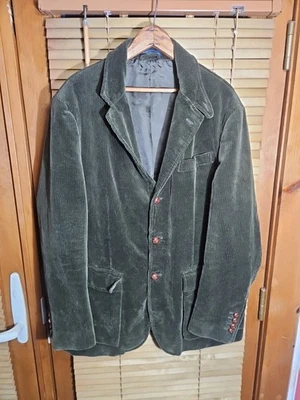 Vintage Polo Ralph Lauren Blazer Sport Jacket Green Corduroy Wide Whale Large - Image 1 of 4