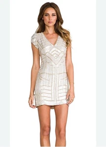 Parker Sequin Serena Silk Dress In Blush Size Small Embellished Mini Cocktail - Picture 1 of 5