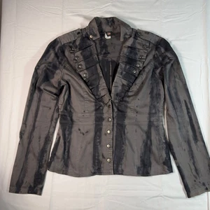 Vintage Hot Topic XL Military Sweet Love Punk Goth Distressed Blazer Jacket - Picture 1 of 11