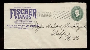 AD CVR FISCHER PIANOS cds NEW YORK 1898 mld HALIFAX N.S.wREVERSE RECEIVING cds - Picture 1 of 4