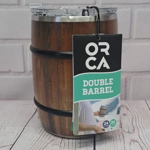 Orca Double Barrel Becher Dark Oak Look, Edelstahl 24oz, Neu mit Etikett  - Bild 1 von 8