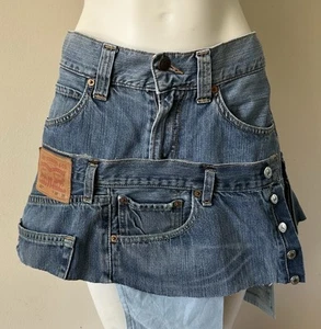 Levi's Double Denim skirt Size 14 W34 reworked - Picture 1 of 6