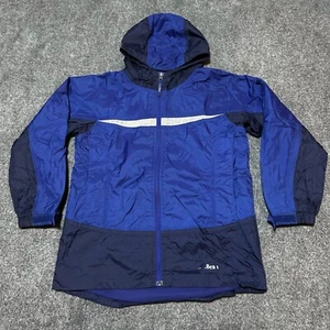 LL Bean Jacket Youth Kids Medium Blue Nylon Shell Full Zip Hooded Boys Outdoors - Picture 1 of 12