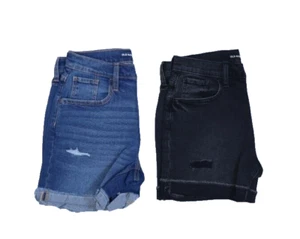 Old Navy High Rise Ripped Rolled Cuff Midi Denim Jean Shorts 2 Pack Girl 14 Plus - Picture 1 of 14