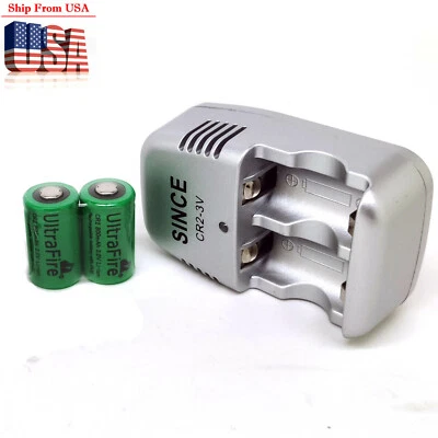 Batería y cargador recargables de iones de litio CR-2 CR2 DLCR2B RLCR2 3V 800mAh 2 piezas Foto 1 de 4