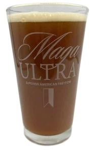 ULTRA MAGA American Freedom 2024 Donald Trump Beer Pint Glass Engraved ELECTION - Picture 1 of 1