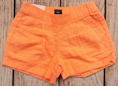 Girls Sz S Linen Shorts Orange Kiss Neon Pockets NWT GAP Kids - 349050 - Image 1 of 2