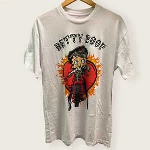 Betty Boop Grafik T-Shirt Strass Motorrad weiß groß NEU - Bild 1 von 3