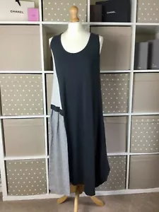 Vestido Alembika Midi Talla 2 UK14 16 Gris Sin Mangas Jersey Lino Bolsillo Lagenlook - Imagen 1 de 10