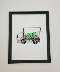 Camión de caja de graffiti IMPRESIÓN Obras de Arte Original Firmadas por artista callejero de Nueva York PUKE - Imagen 1 de 3