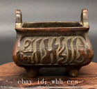 China Antique Pure Copper Sanskrit Rectangle Small Incense Burner  Fg36