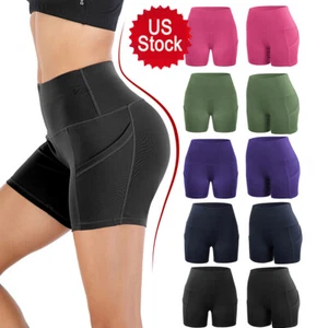 Women Gym High Waist Yoga Pants Seamless Leggings Push Up Sports Fitness Shorts - Picture 1 of 17