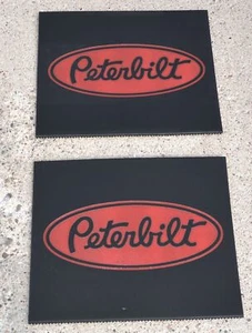 Front Fender Mud Flaps Peterbilt 16x14 Black Red Logo Rubber MP-1614 -Pair - Picture 1 of 7