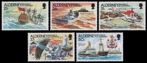 Alderney 1991 - Mi-Nr. 49-53 ** - MNH - Schiffe / Ships - Picture 1 of 1