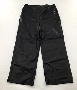 Bagatelle Collection Neu mit Etikett schwarz Kunstleder Cropped weites Bein Hose Größe Medium - Bild 1 von 6