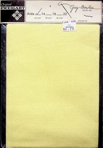 ORIGINAL ZWEIGART AIDA 14 GAY BOULES YELLOW CROSS STITCH FABRIC - Picture 1 of 2