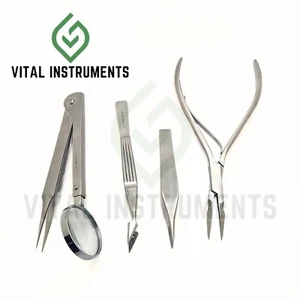 Set of 4 Adjustable Magnifying Splinter Tweezers Set Hobby Jewellery Mini Tools - Picture 1 of 1