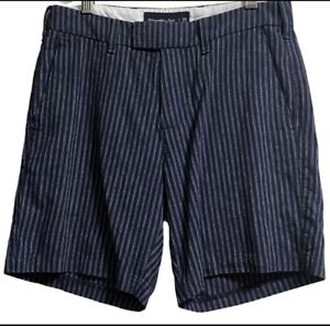 Abercrombie & Fitch Navy Striped Linen Blend Shorts Mens Size 29