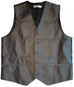 Pierre Cardin Vest Mens Small Silver Geometric Dress Tux Tuxedo Suit Formal - Picture 1 of 5