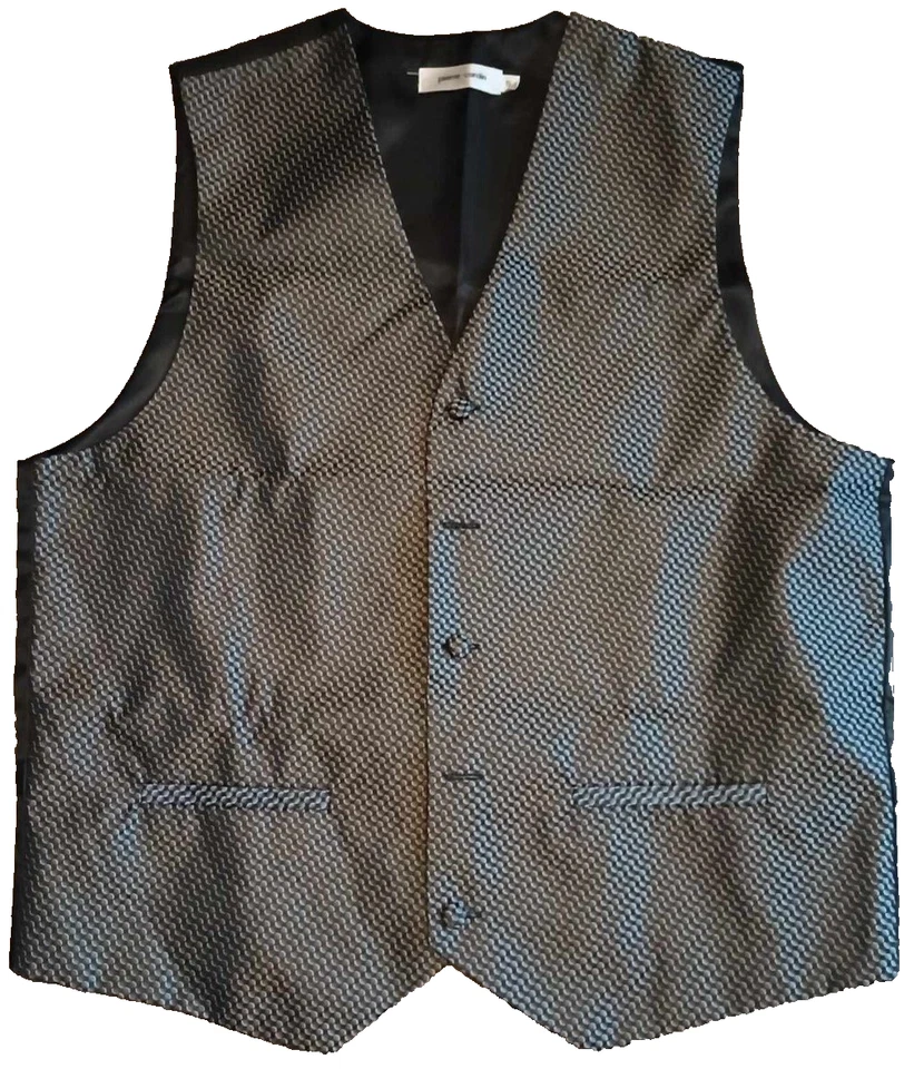 Pierre Cardin Vest Mens Small Silver Geometric Dress Tux Tuxedo Suit Formal - Image 1 of 4