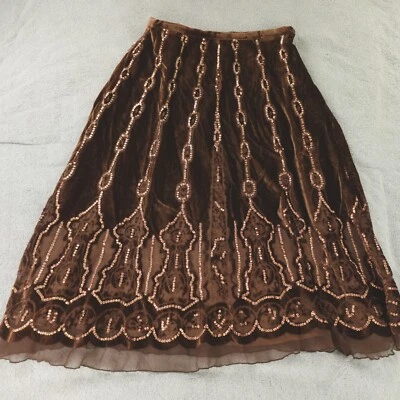 Carole маленькая юбка женщин 8 коричневый бархат Midi блестки - Изображение 1 из 4