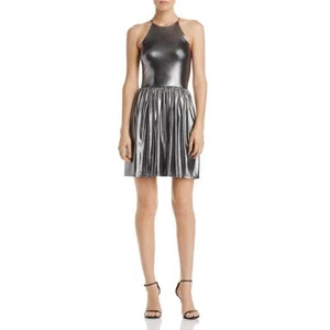 NEW AQUA Bloomindale's Silver Metallic Mini Dress Size XS Party Cocktail - Picture 1 of 9